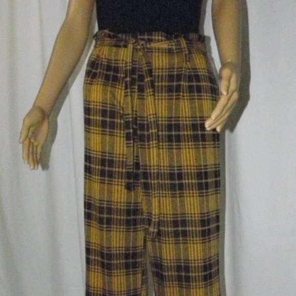 mustard plaid pants